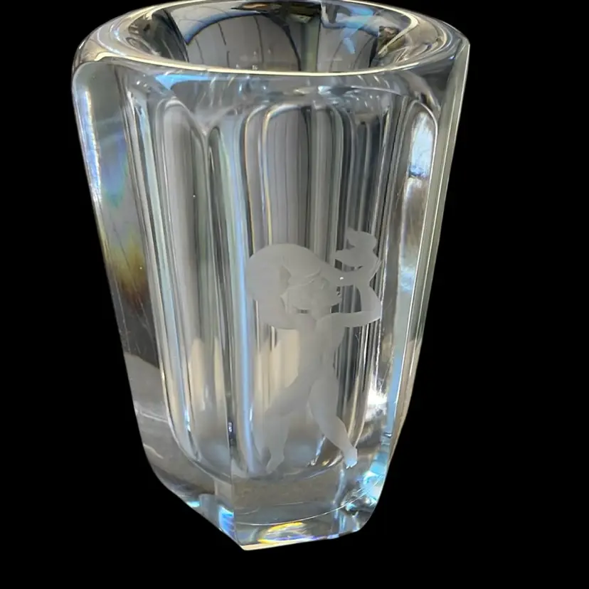 Vintage Swedish Heavy Faceted Art Glass