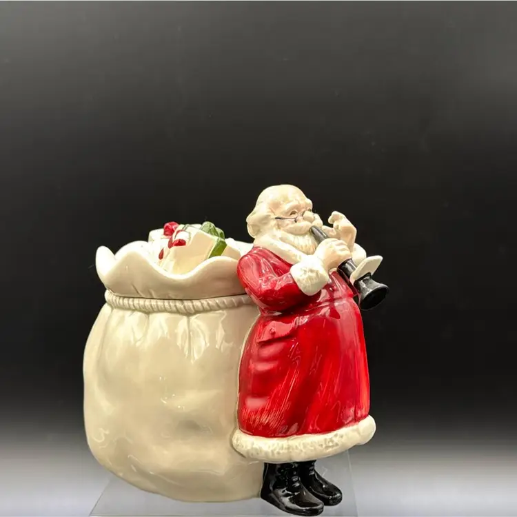 #02 Vintage Christmas Santa toy bag, candy jar