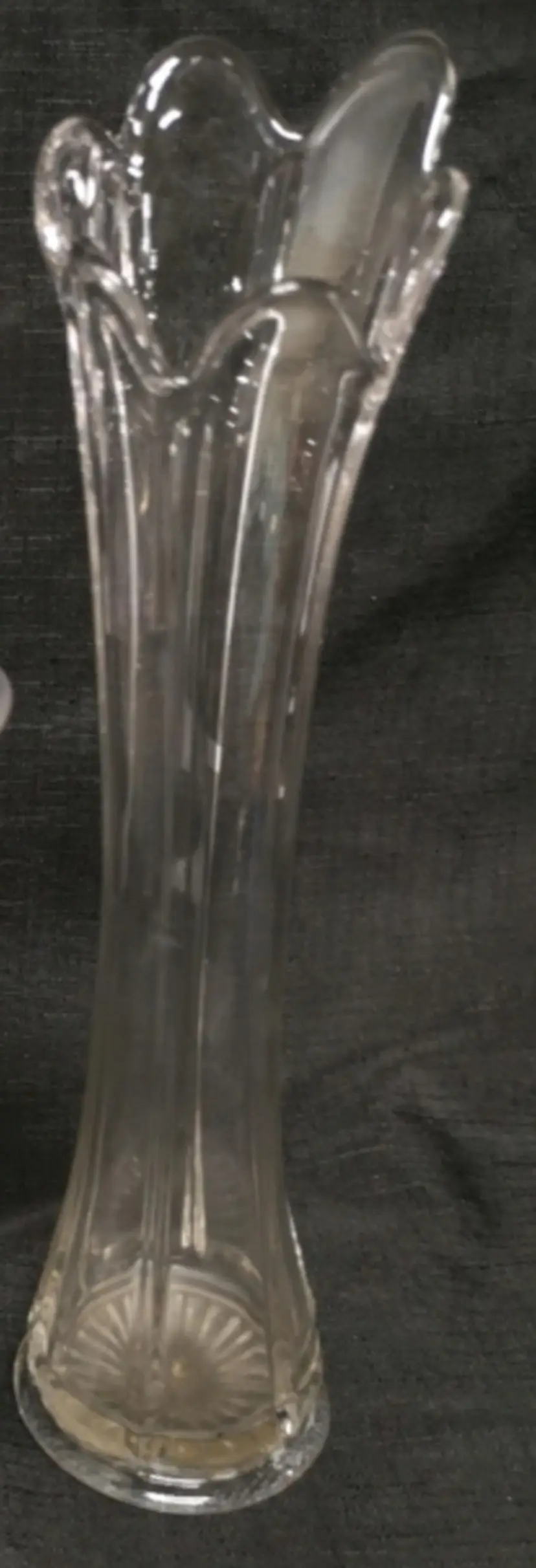 Vintage Clear Glass Swung Vase - 11.25 Inches Tall