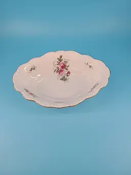 Johann Haviland Bavaria Pink Rose w/Gold Trim Oval Vegetable Serving Bowl