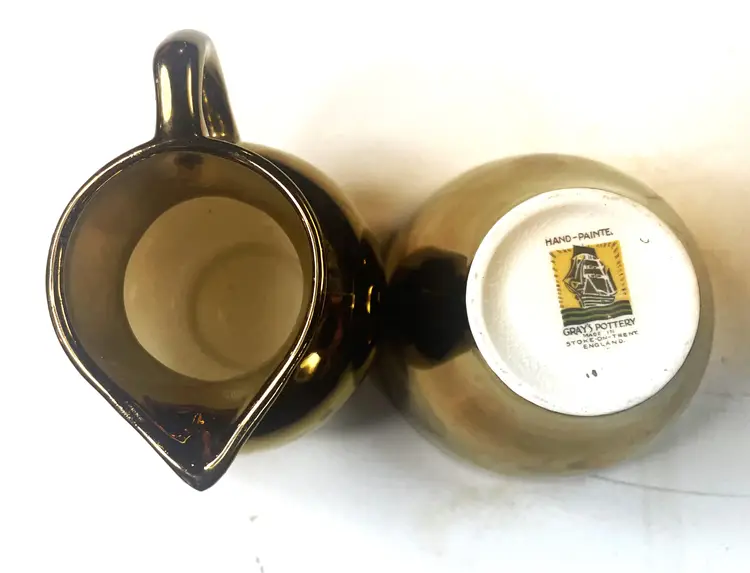 Grays Pottery, Gold Lusterware Creamer Vintage