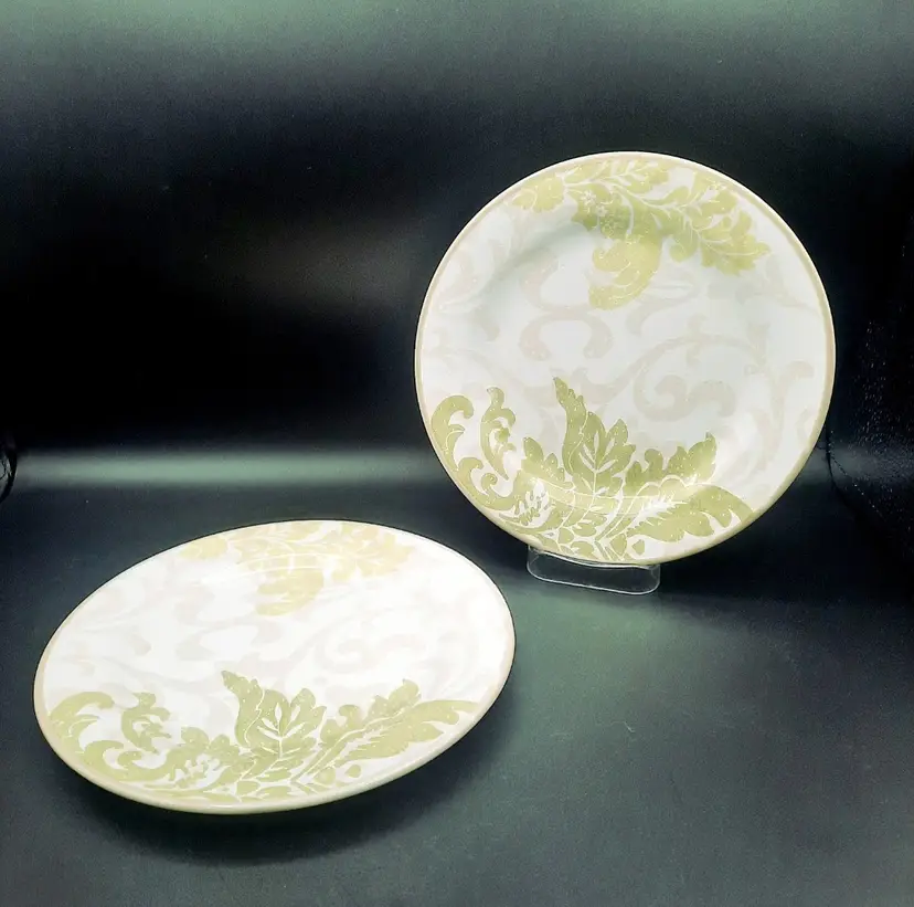 Noble Excellence Garden Scroll Ironstone Salad Plates Set of 2