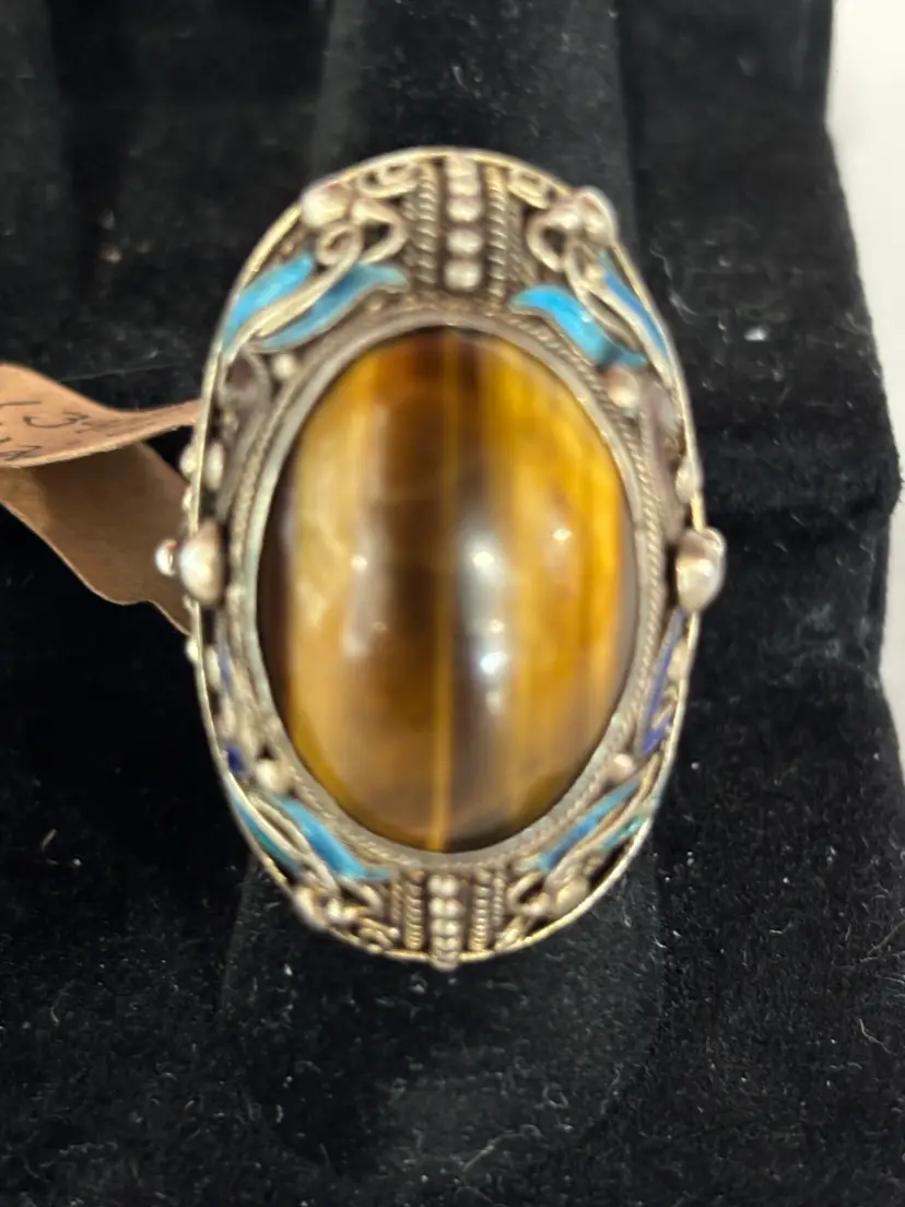 Tigers Eye enamel ring