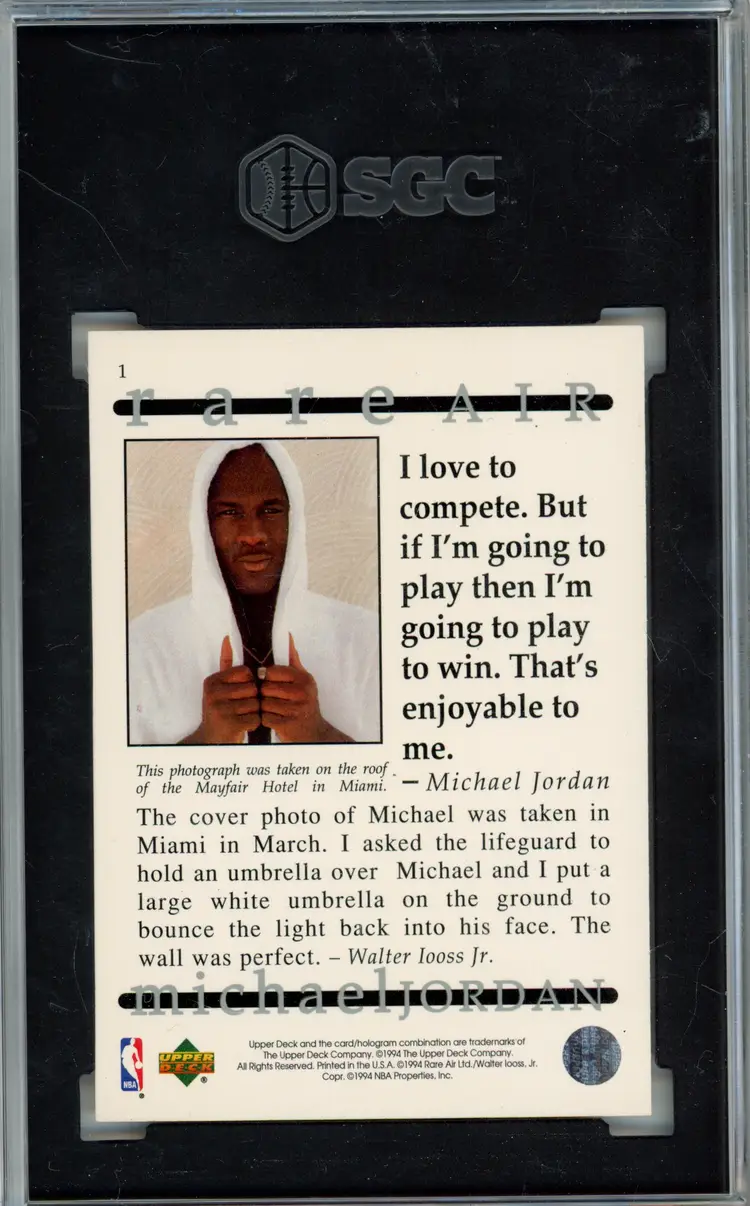 1994 Upper Deck MICHAEL JORDAN #1 Rare Air BULLS SGC 10 GEM MT