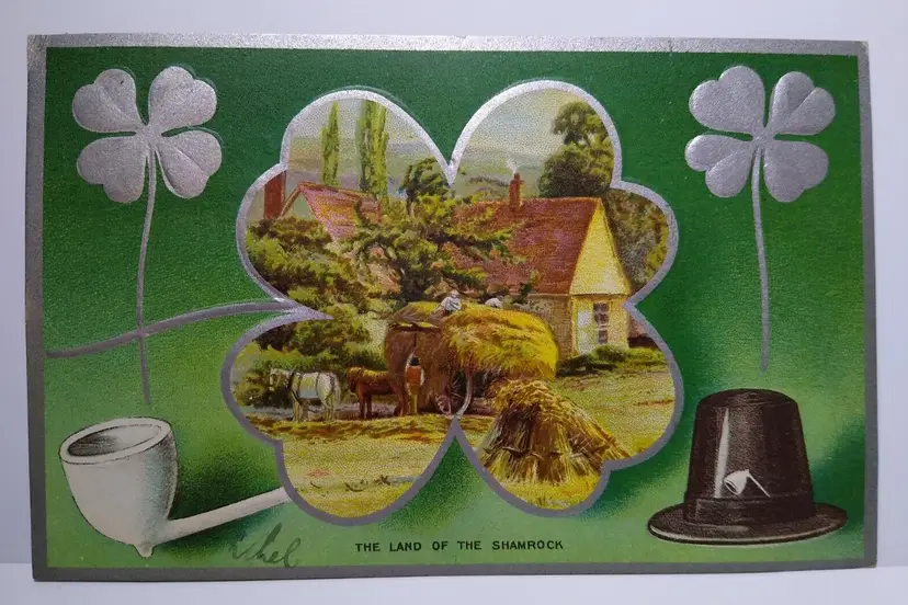 St Patrick's Day Postcard The Land Of The Shamrock AMP 1910 Embossed Horse Pony