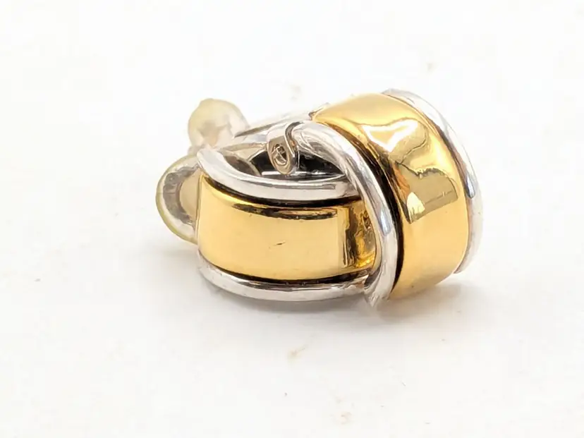 Vintage Silver and Gold Tone Half Hoop Clip On Earrings