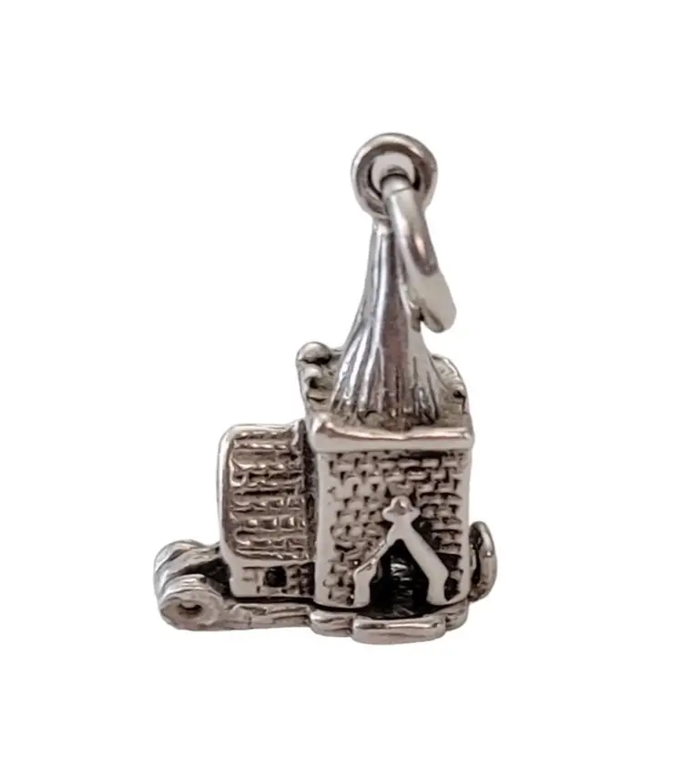 Sterling Silver Hinged Castle House, Church Chapel Charm Opens E556