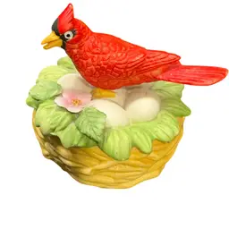 Cardinal On Nest Trinket Container