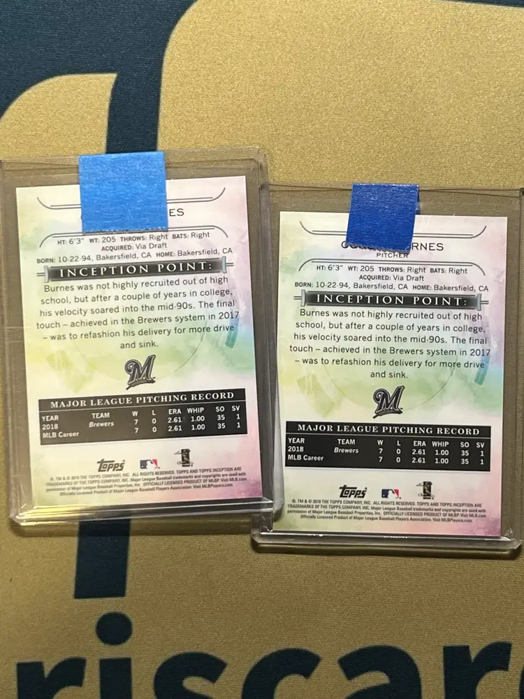 Corbin Burnes 2019 Topps Inception Rc /150 (x2) Lot Milwaukee Brewers 