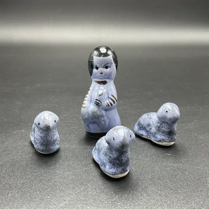 Tonala Pottery Mexican Folk Art Shepherd Sheep Nativity Replacement Figurines