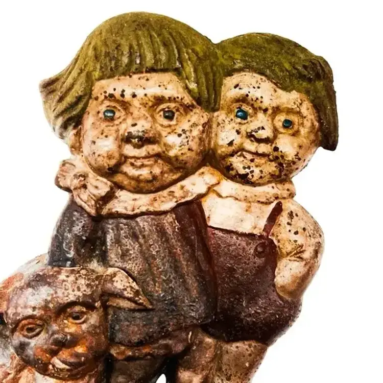 Antique Campbell's Soup Kids & Dog Bookend Cast Iron Doorstop