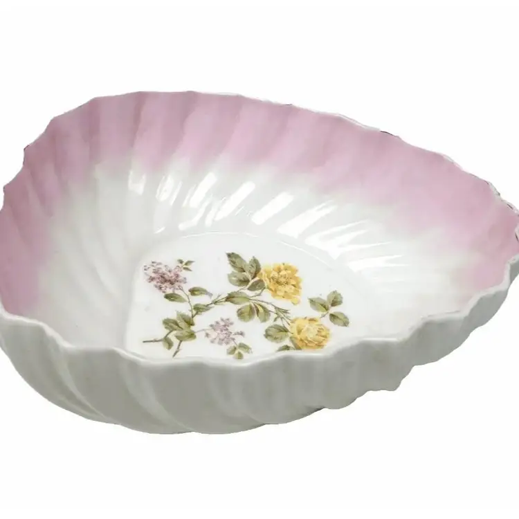 Antique CT Altwasser Porcelain Serving Bowl White Pink Germany Tielsch 10.5"