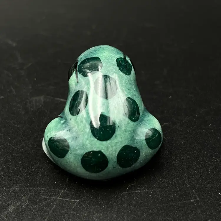 Tonala Mexican Pottery Frog Hand Painted With Polka Dots