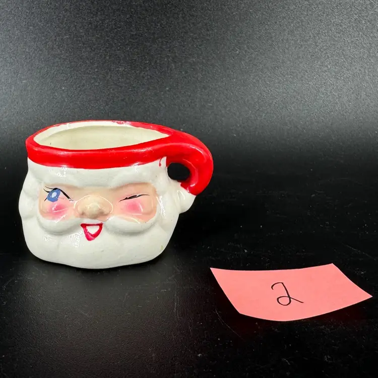 Little Ceramic Winking Santa Mug 1.5” #2