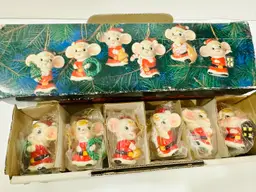 1978 ENESCO Ceramic Mice Christmas Ornaments