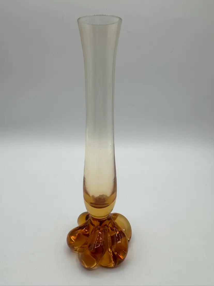 Vintage and blow Orange/Amber to clear Bud Vase