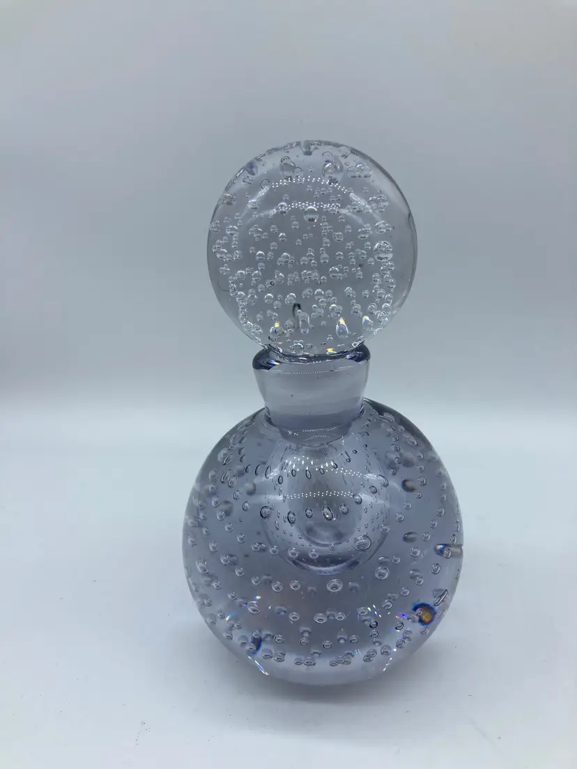 Vintage Heavy Clear Bullicante Glass Perfume Bottle