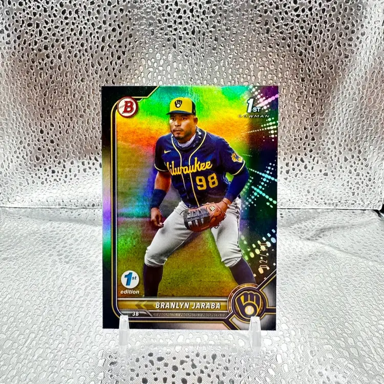 Branlyn Jaraba 2022 Bowman 1st Edition Black Foil /10 Milwaukee Brewers