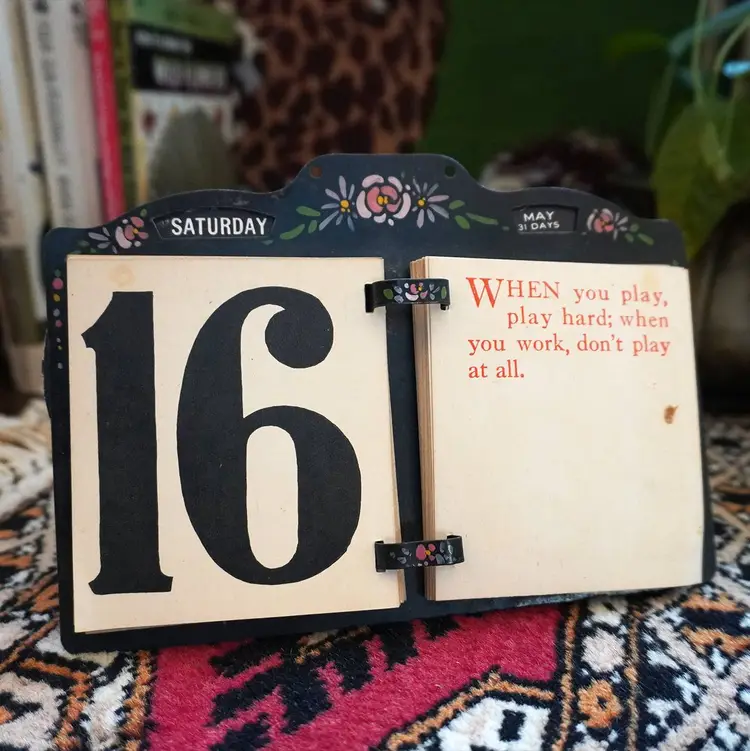 Antique Floral Desk Calendar | Vintage 1950s 1940s The Jiffy Perpetual Daily Desk Calendar