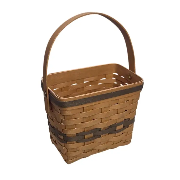 Handmade Woven MBH Signed & Dated R.B. 3/8/97 Handled Mini 3” Basket