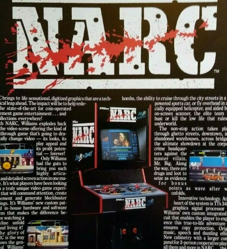 Narc Arcade FLYER Original Video Game Art  1988 Crime Action Unused Retro