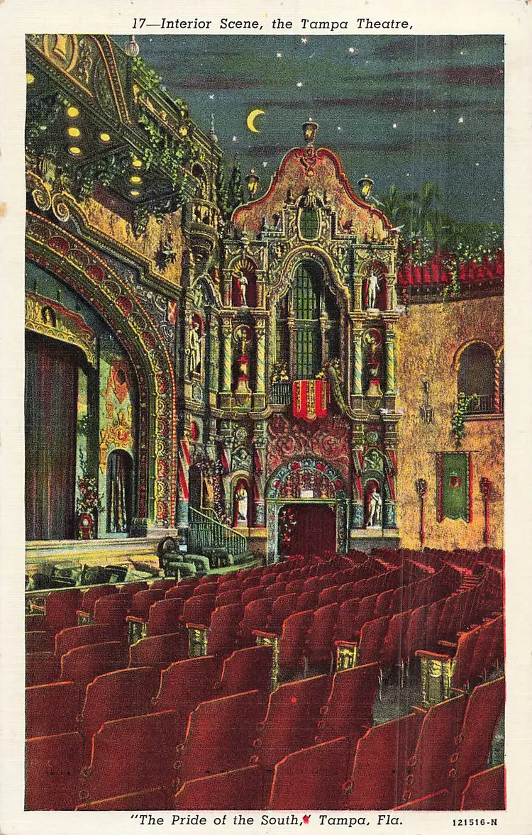 TAMPA FLORIDA~TAMPA THEATRE-INTERIOR SCENE~1944 ANTIQUE VINTAGE POSTCARD