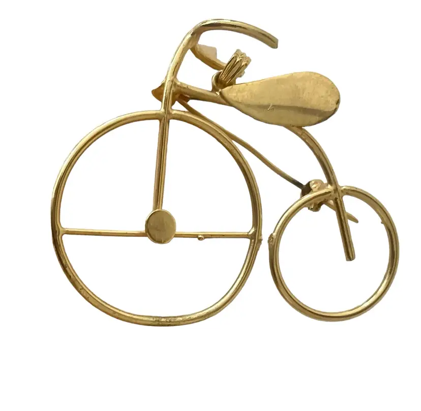 Bicycle Gold Tone Brooch 2” W x 1.75” T