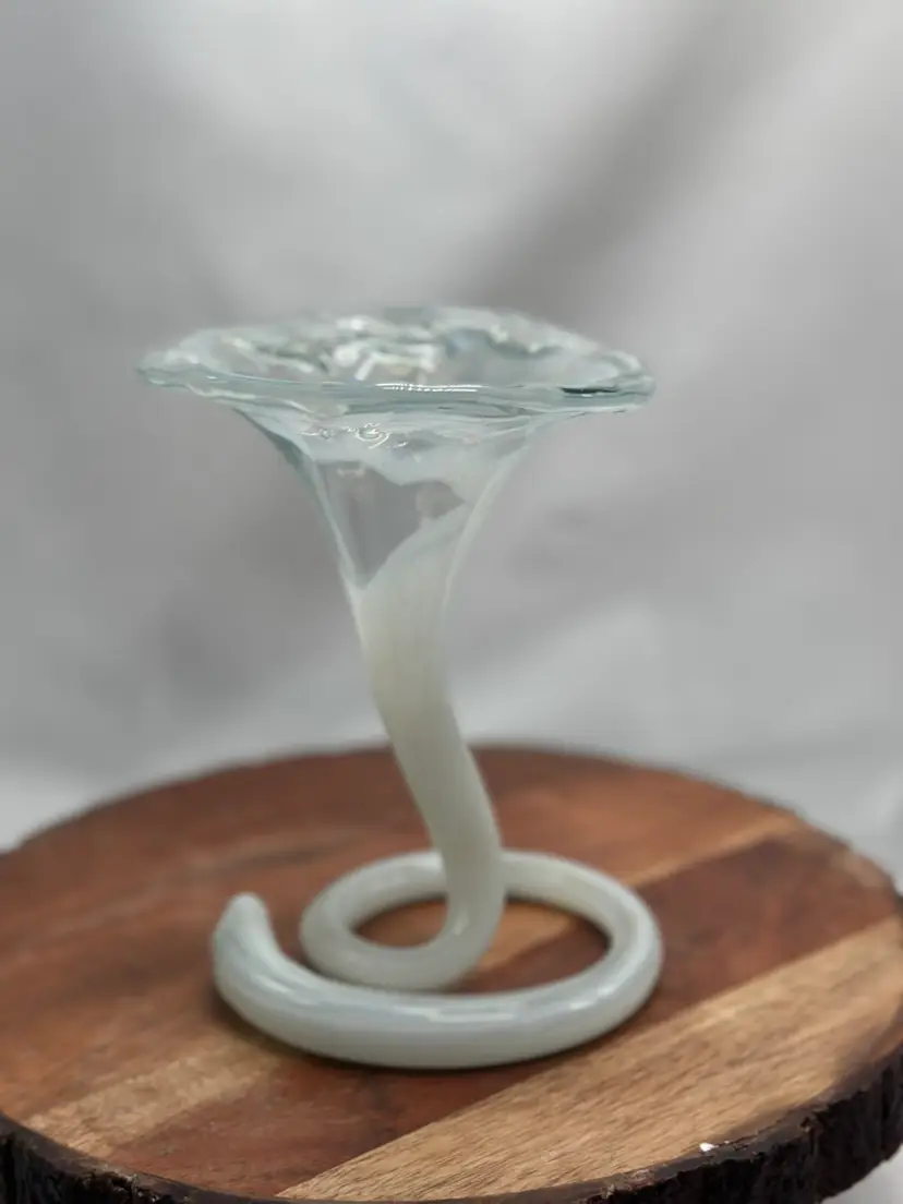 Vintage Swirl Art Glass Trumpet Floral Swirl Vase