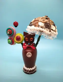 Button Essemblage, Wood Cat