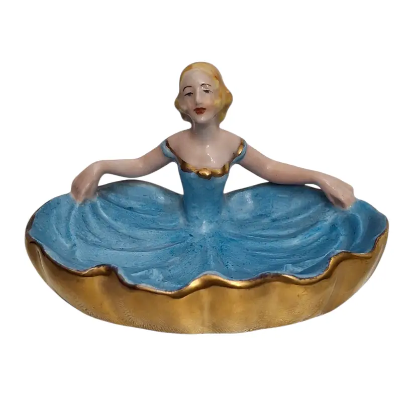 Vintage Lady Pompadour Style Trinket Ring Dish