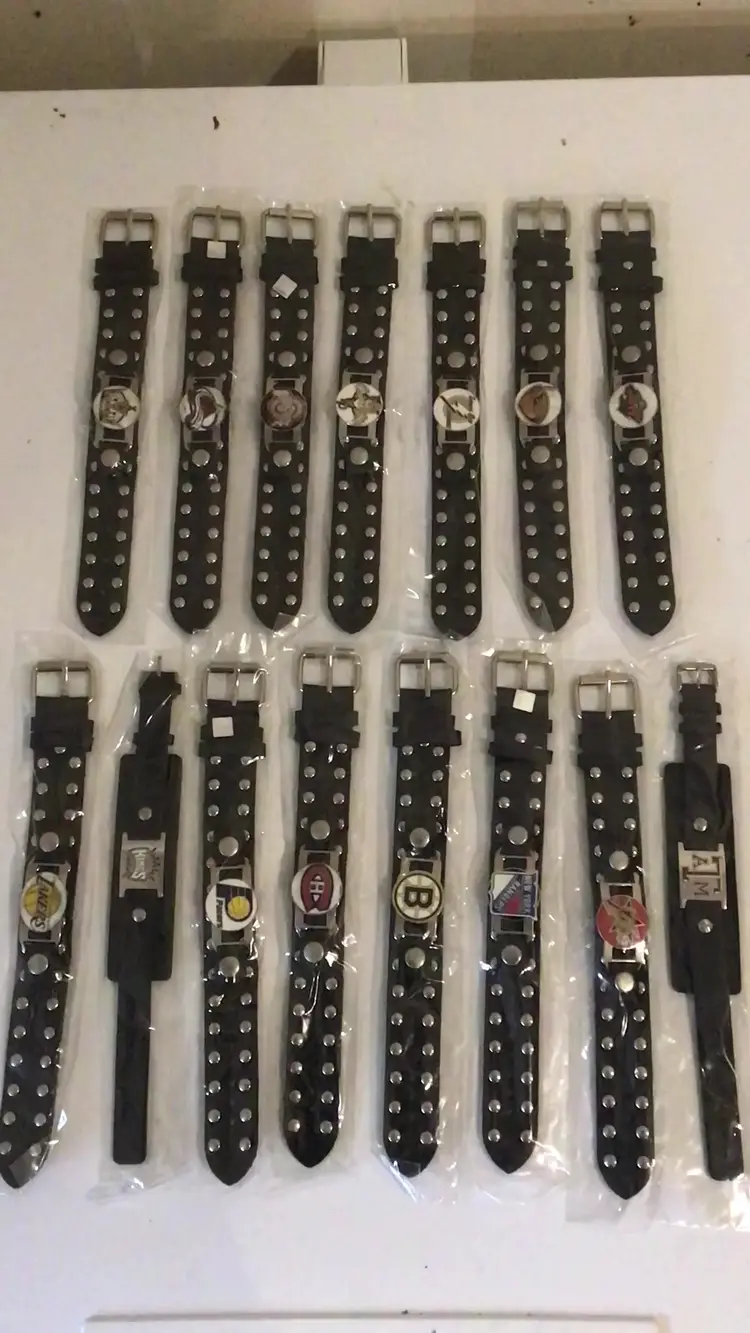 24 Count Team Logo Faux Leather Wristband Bracelet Lot