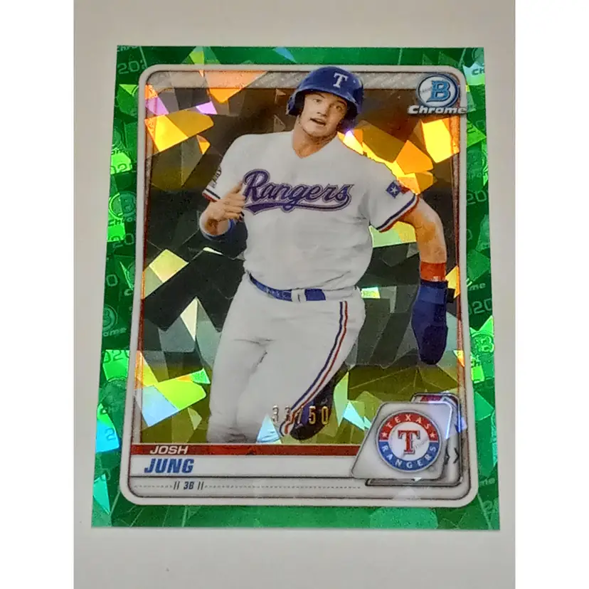 Josh Jung 2020 Bowman Chrome Sapphire #BD-197 GREEN Sapphire /99 Rangers