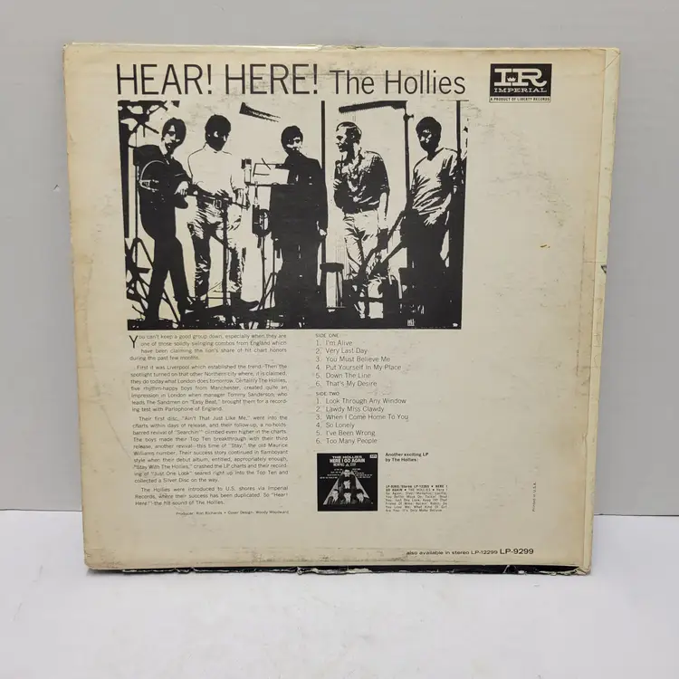 The Hollies - Hear! Here! Lp Vinyl Record Untested Sold As Wall Art