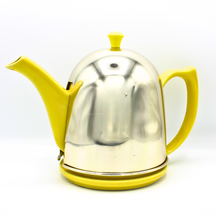 Vintage Yellow Hall Teapot Insulated Ceramic Cozy Hot Pot Retro Kitchen Decor