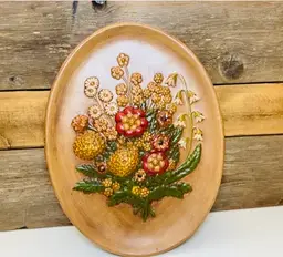 Vintage Ceramic Floral Wall Art - Atlantic Mold 1973 Retro Shabby Chic Cottage Eclectic