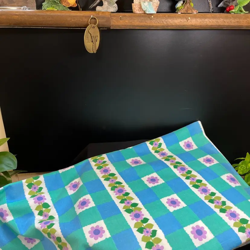Big Bright Beautiful & Colorful Table Cloth 46x48”, Teal, Blues, Greens and Purple!