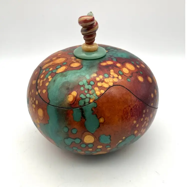 11 - Amazing Gourd Art Trinket Box By Famous Gourd Artist Claudia Pflueger.