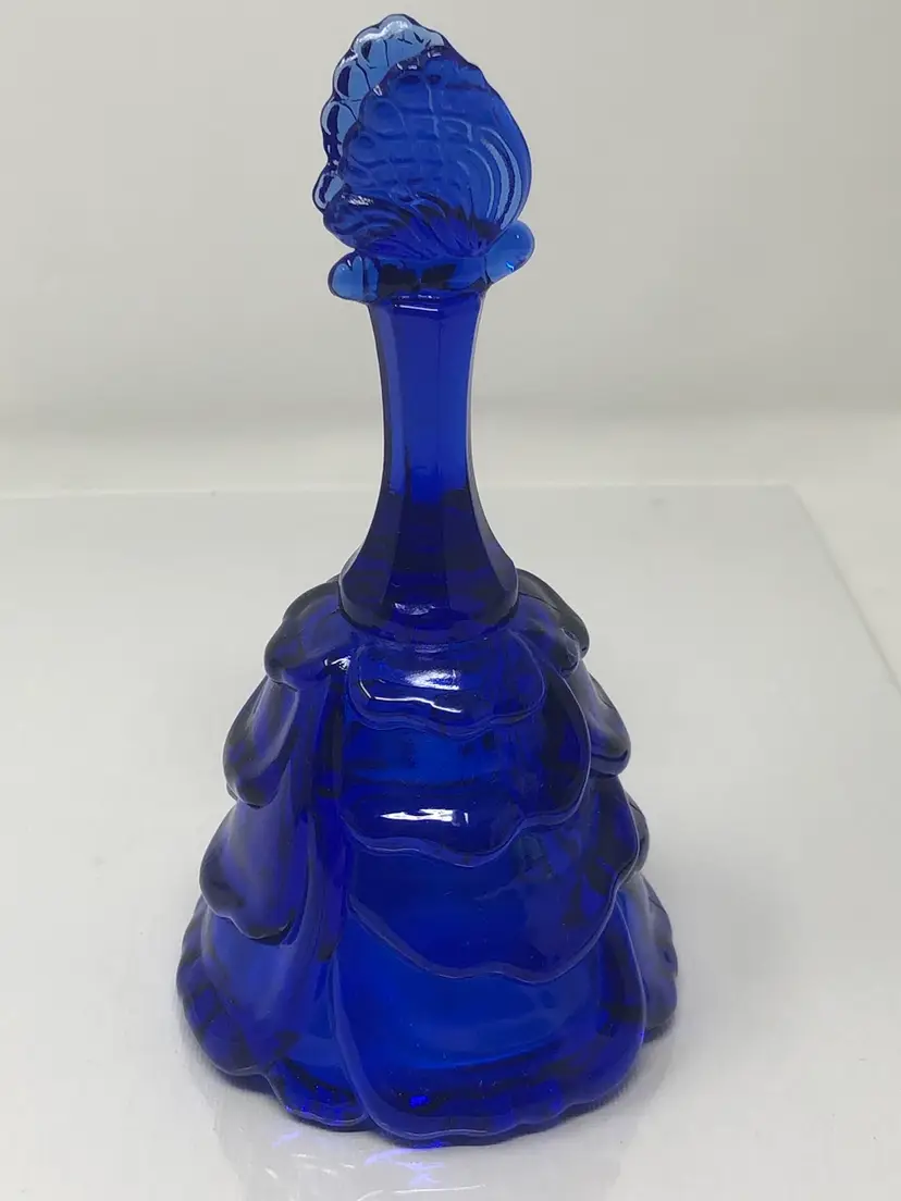 Fenton Cobalt Blue Drapery Bell with Butterfly Finial