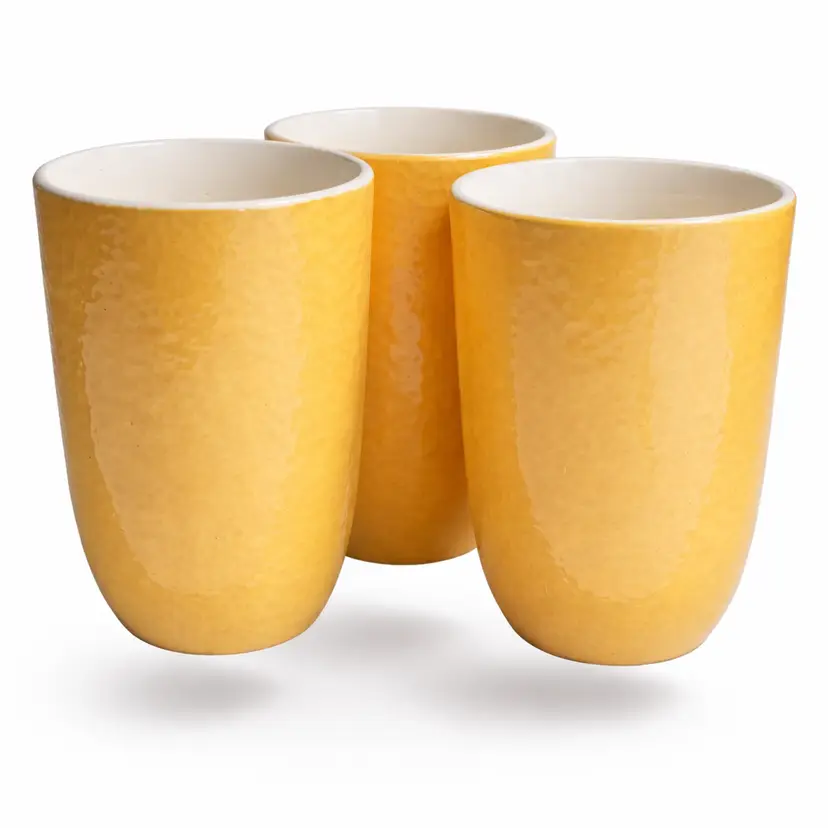 Vintage Yellow Ceramic Juice Cups Set of 3