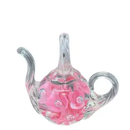 Vintage Joe St Clair Pink Floral Teapot Paperweight And Ring Holder