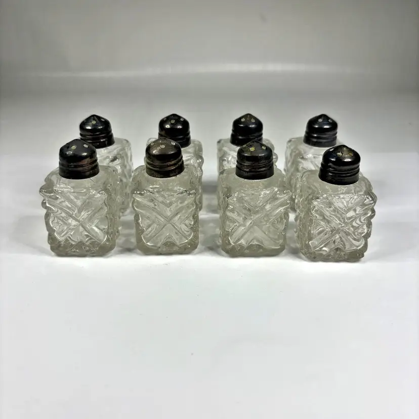 8 Individual Salt Pepper Shakers Silverplated Czech Republic Vintage Personal