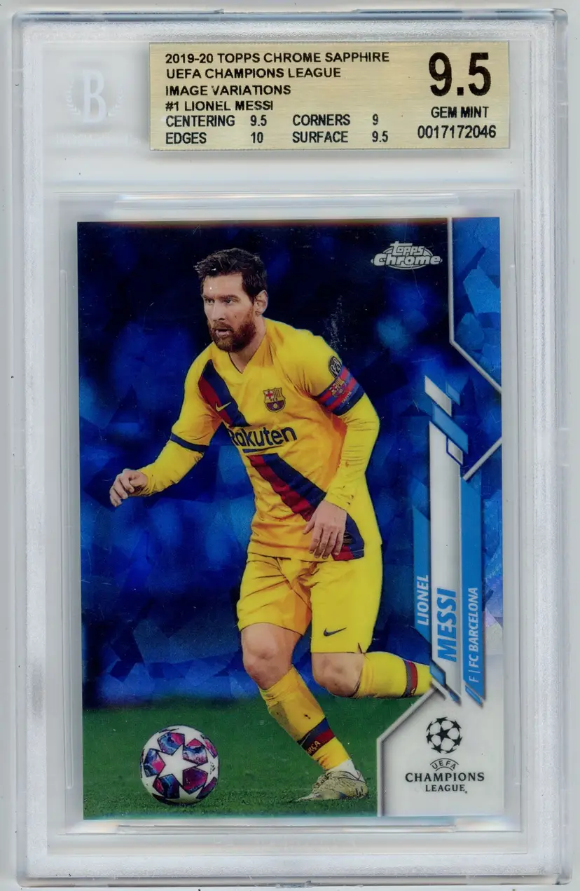 2019-20 Topps Chrome Sapphire UEFA LIONEL MESSI Image Variation #1 FC BARCELONA BGS 9.5 GEM MINT