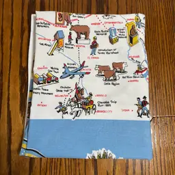 Vtg State Of Kansas Tablecloth Beautiful Colors Nice Condition