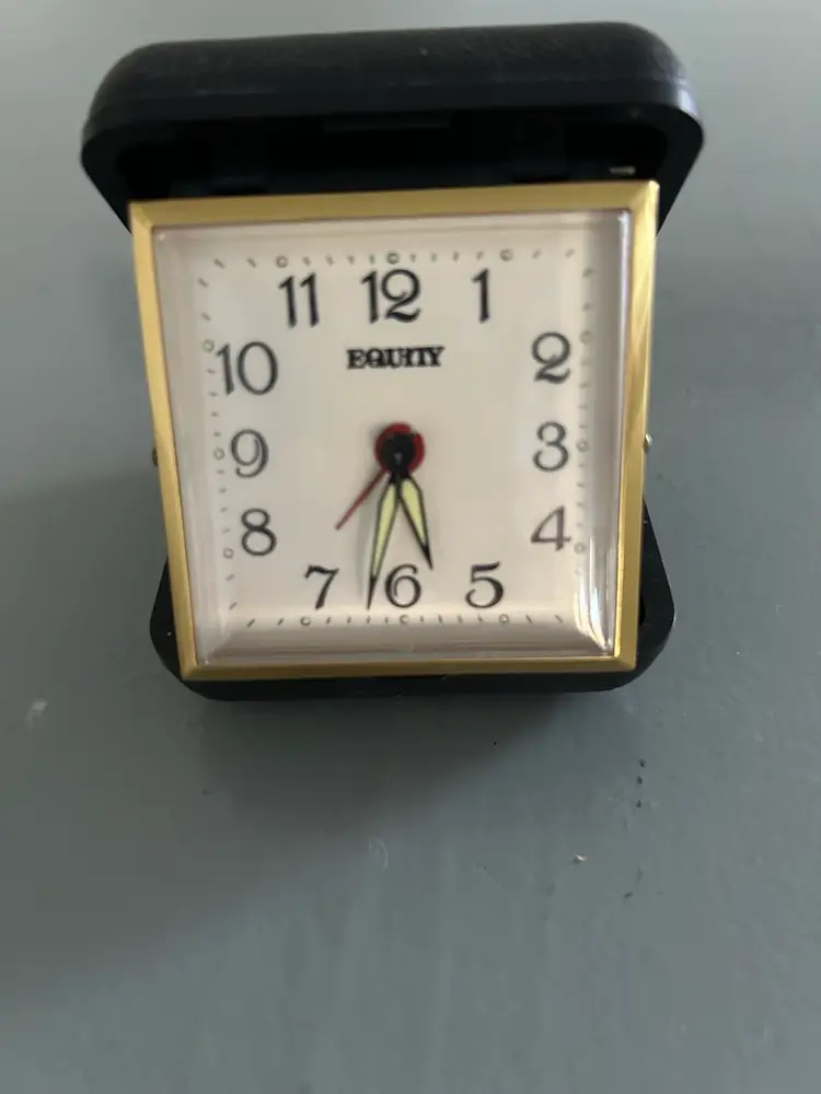 Vintage Equity Wind Up Clock. Lighted Clock Hands. Works Great Alarm Works!