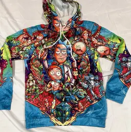 Rick and Morty Collector Hoodie Mens Large All Over Print Adult Swim Official Pullover