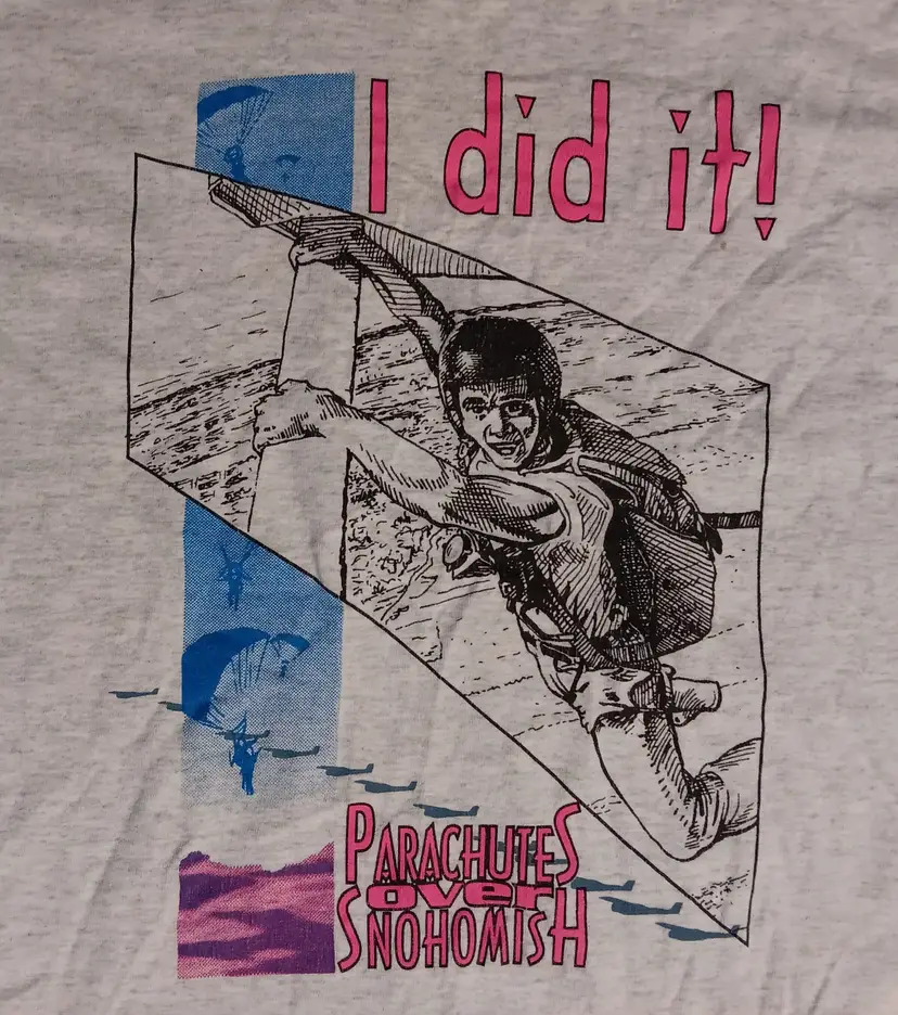vintage single stitch sky diving t-shirt parachute XL