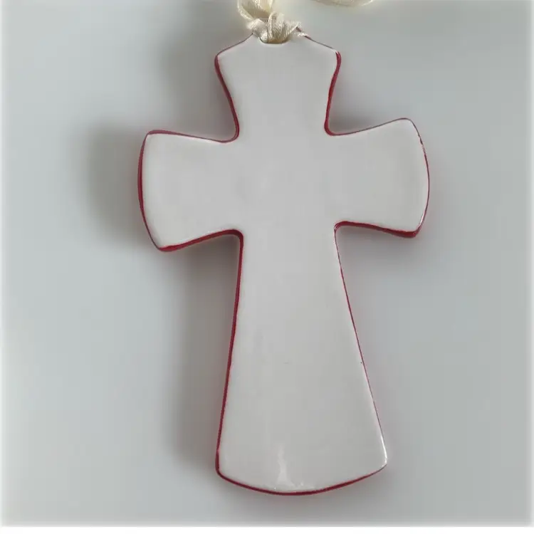 Vintage Fused Glass Christmas Cross With Isaiah 8:6