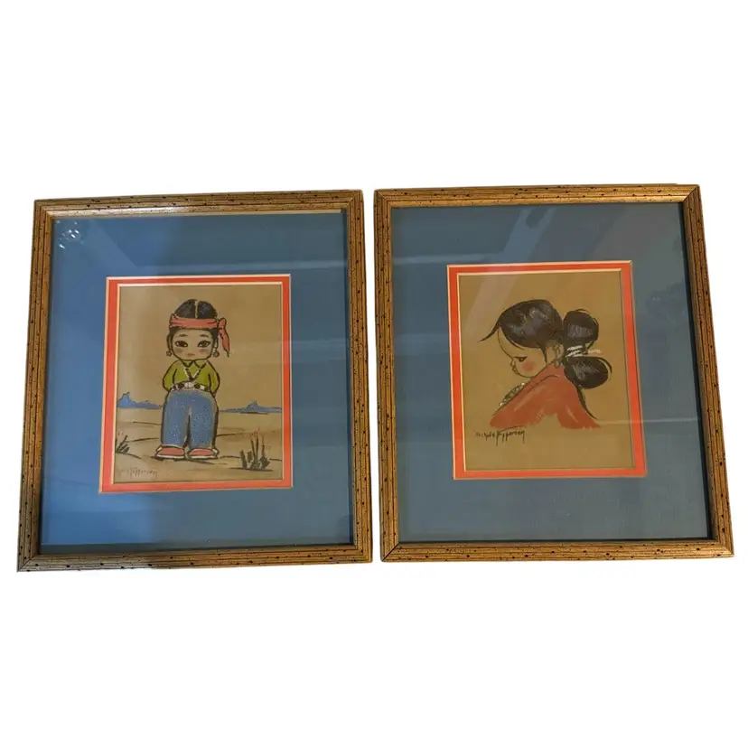 Gerda Christoffersen Native American Indian Pastels Pair