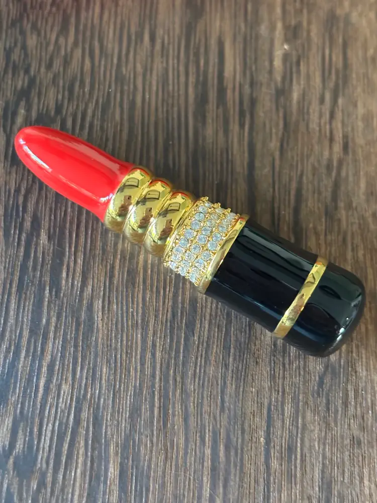 Vintage Kenneth J Lane Lipstick Brooch Approximately 2 3/4” Long Comes With A KJL Pouch