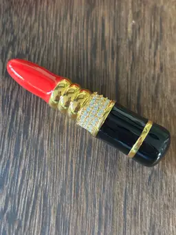 Vintage Kenneth J Lane Lipstick Brooch Approximately 2 3/4” Long Comes With A KJL Pouch